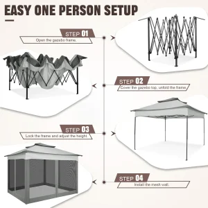 Outdoor Pop-Up Screen Gazebo Tent (11' x 11')