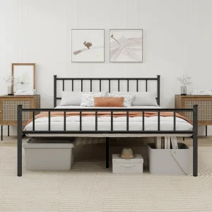 Metal Platform Full Bed Frame With Headboard